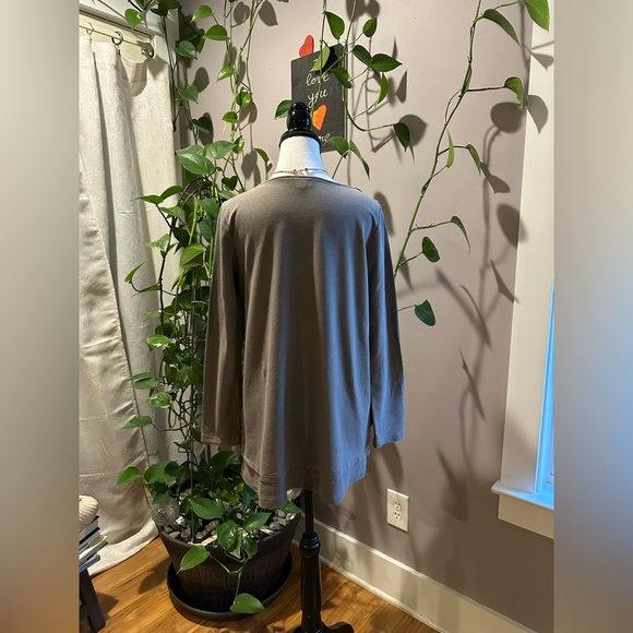 J.Jill Pure Harmony M Sweatshirt With Pockets Mushroom Green - Picture 4 of 8